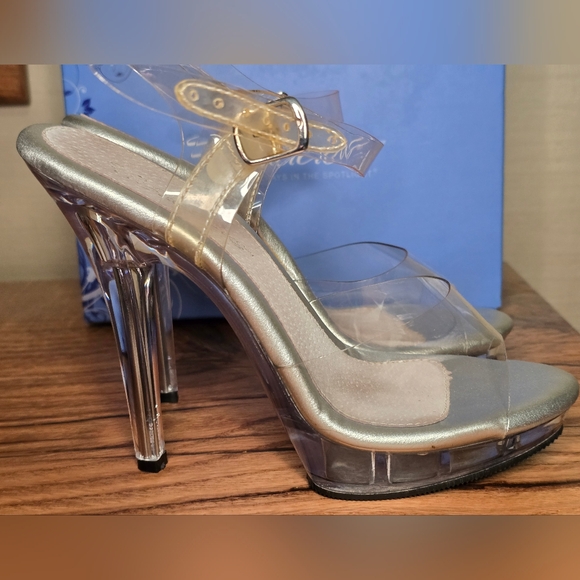 NPC BODYBUILDING HEELS, Pleaser Fabulicious LIP108 5" Clear Heels Women Size 7M - Picture 7 of 16